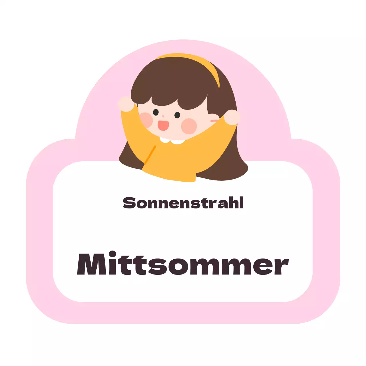 Niedliche Namensschilder für die Vorschule mit Illustrationen von Kinderfiguren