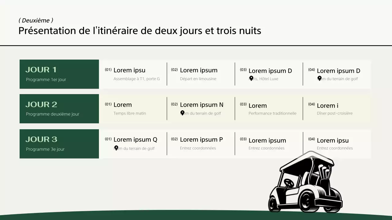 Un guide de voyage de golf moderne en kaki et ivoire