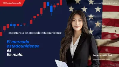 Sencilla portada de noticias de análisis del mercado estadounidense en azul y rojo