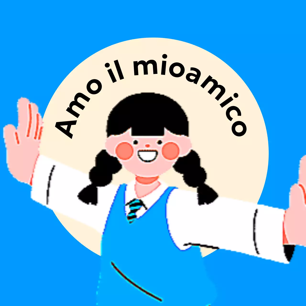 Design anti-violenza con illustrazione di studenti con le braccia tese