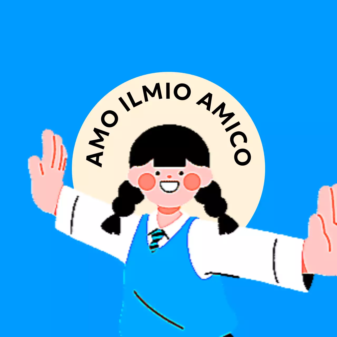 Design anti-violenza con illustrazione di studenti con le braccia tese