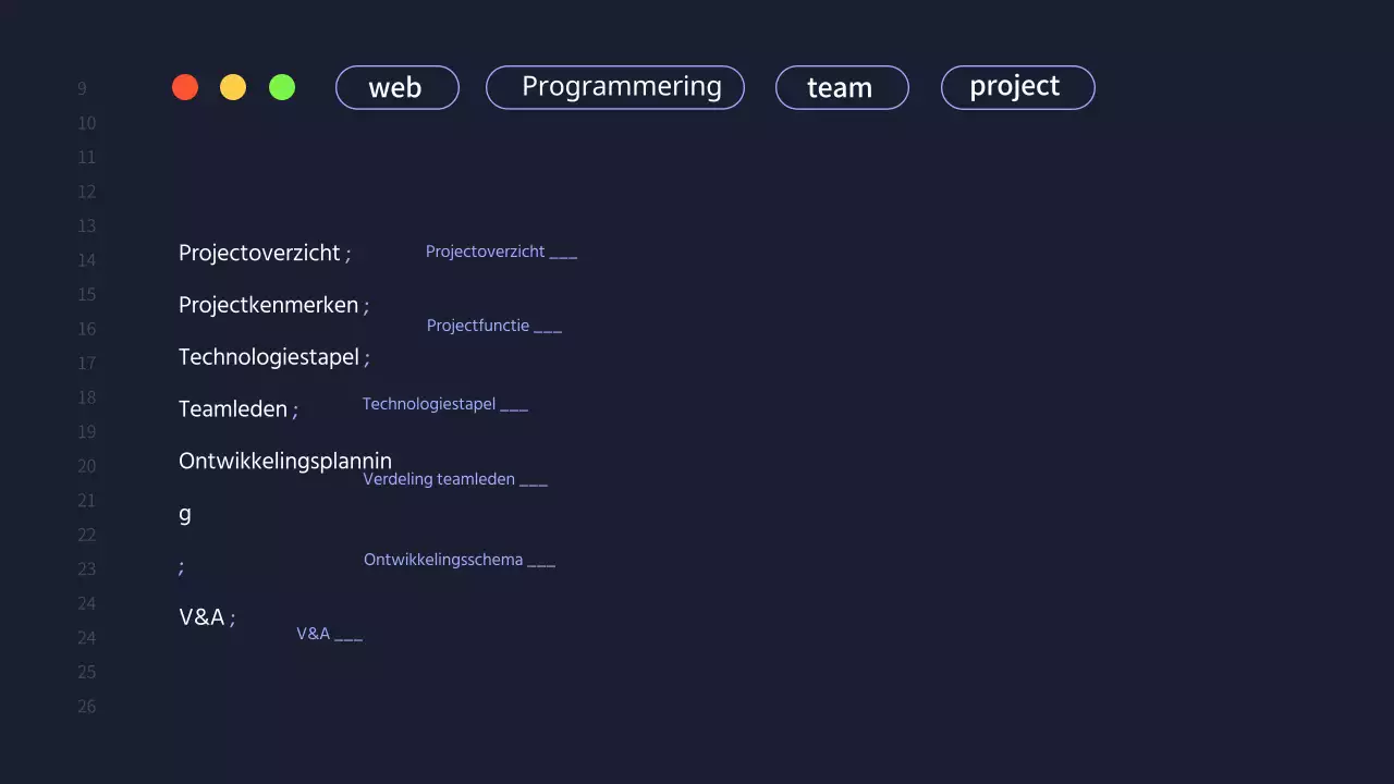 Een eenvoudig projectvoorstel voor een ontwikkelingsteam in marineblauw