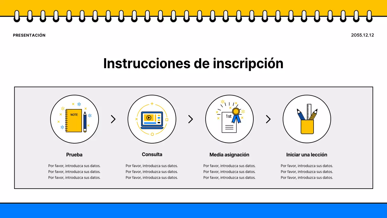 Promover un sencillo folleto escolar amarillo y azul
