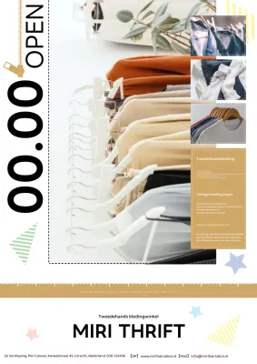 Een schattige en fijne kringloopwinkelreclame in beige en wit!