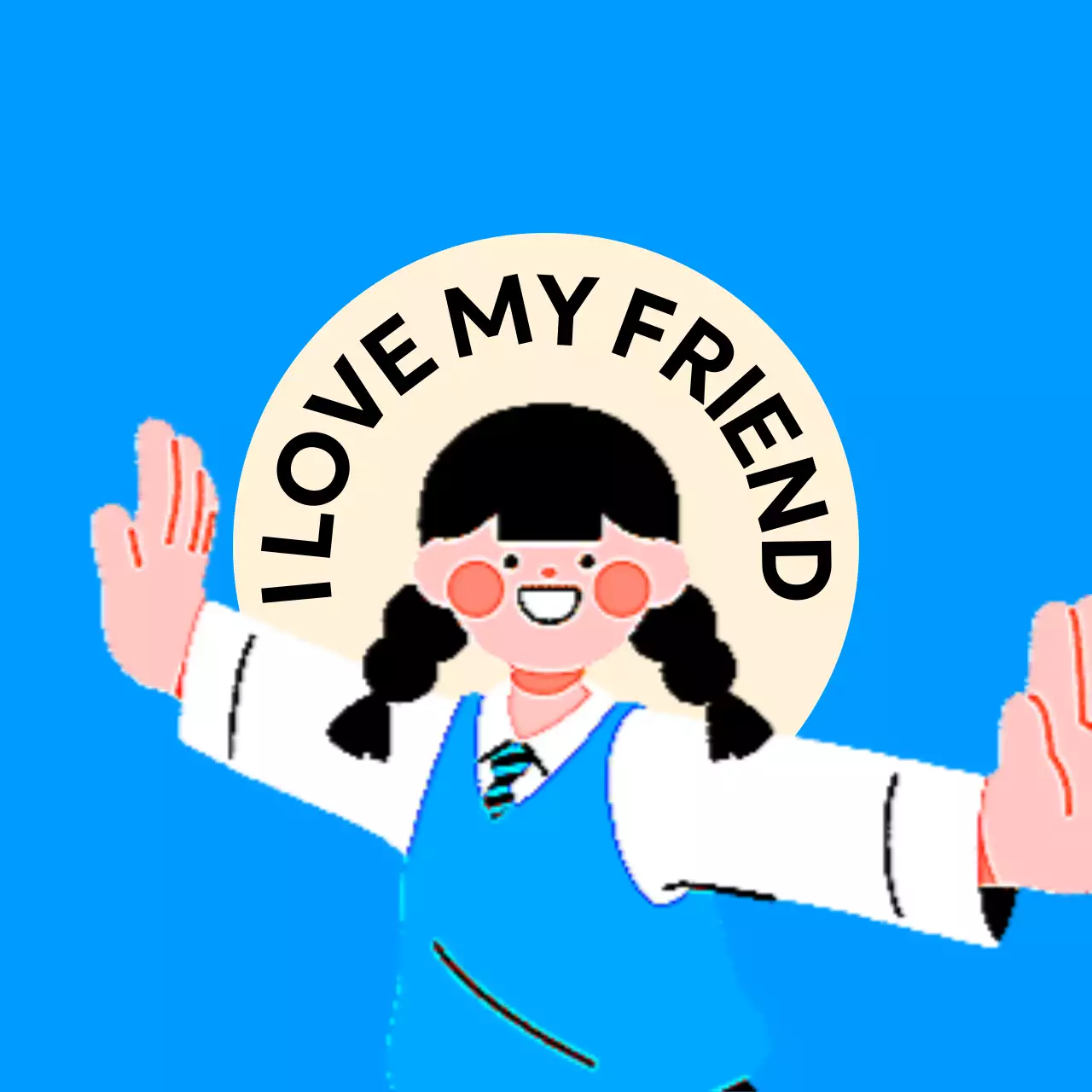 팔벌리고 있는 학생 일러스트가 있는 폭력 반대 디자인