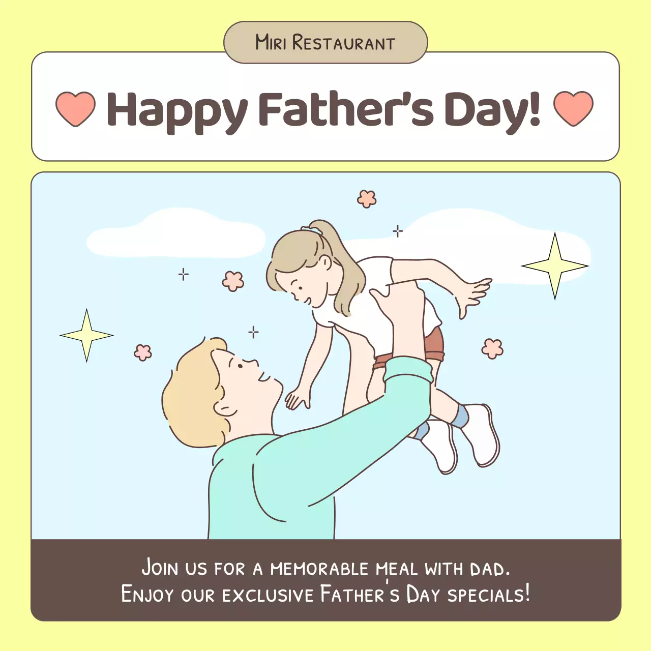 Yellow Simple Father's Day Promotion Social Media Post