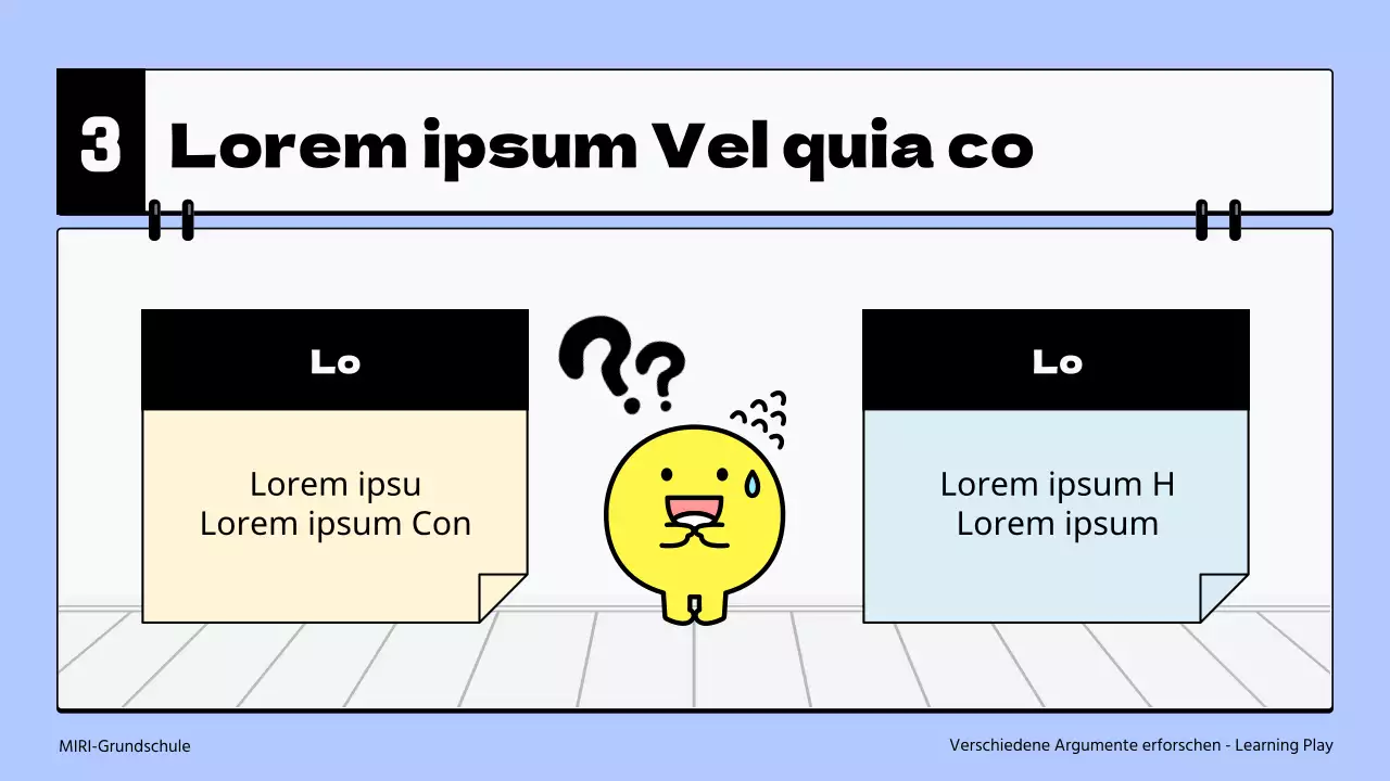 Einfaches Material für den Sprachunterricht in der Grundschule in Hellblau und Gelb