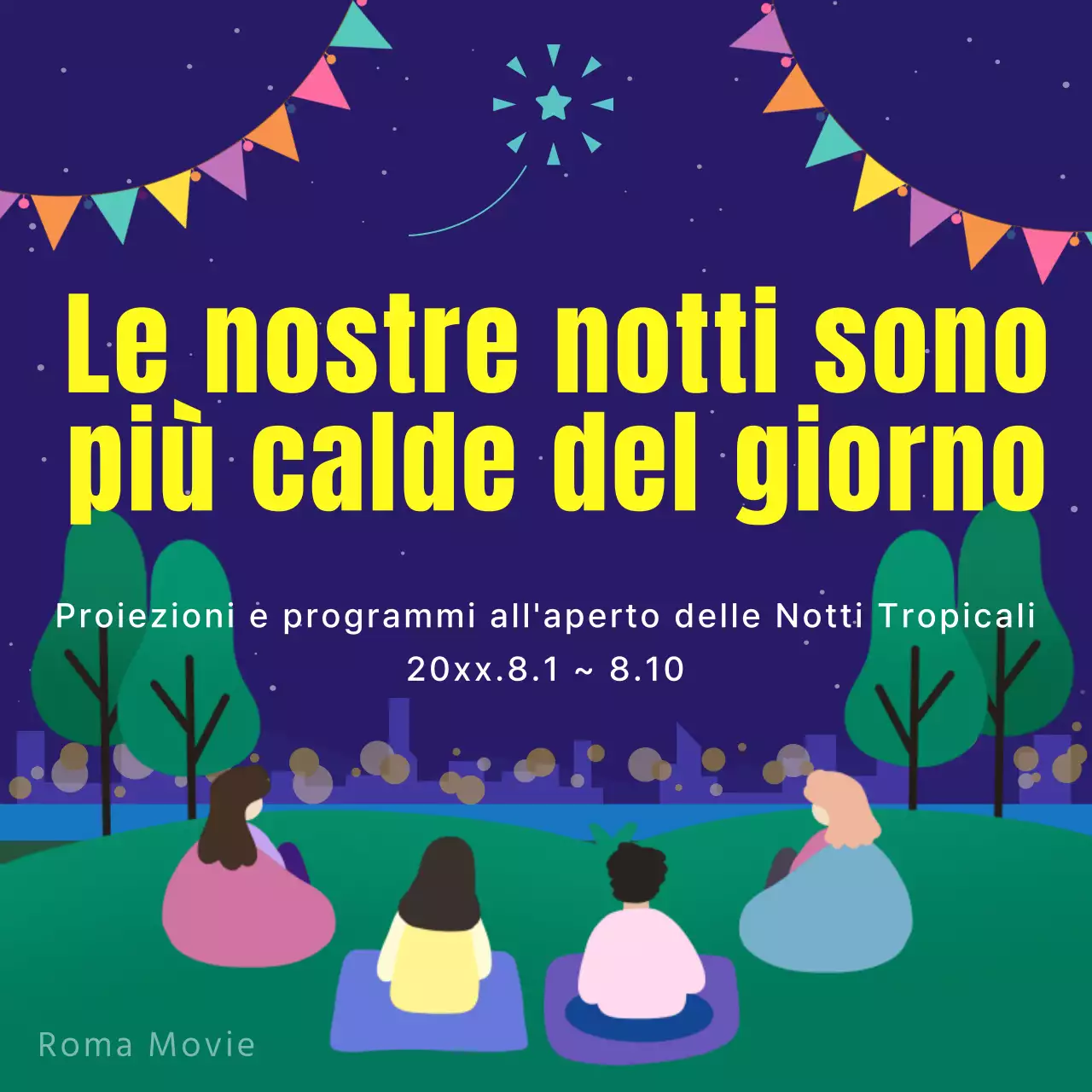 Promuovere proiezioni di film all'aperto con la tendenza alla sodomia