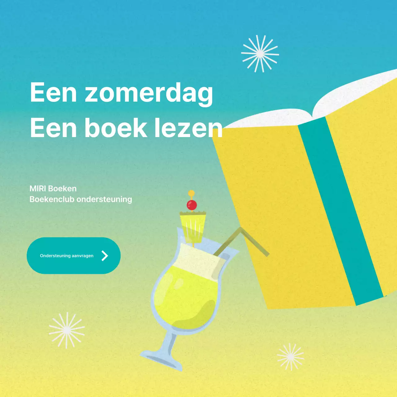 Een minimalistische boekenclubpost in geel en neon
