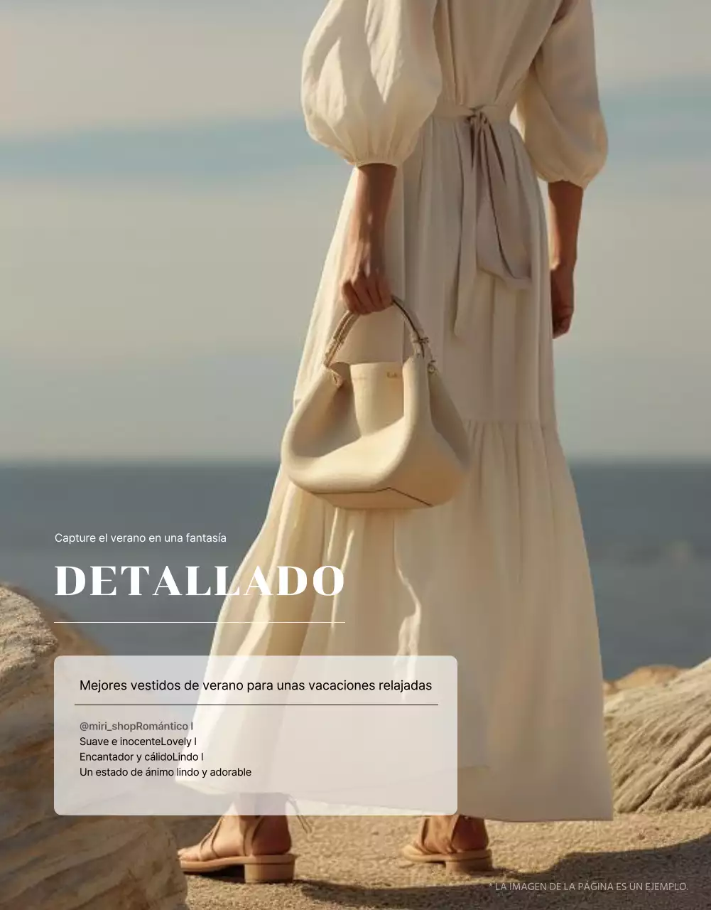 Moderno vestido de moda veraniega en azul y celeste publicitario