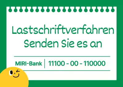 Eine einfache, grüne Lastschriftankündigung