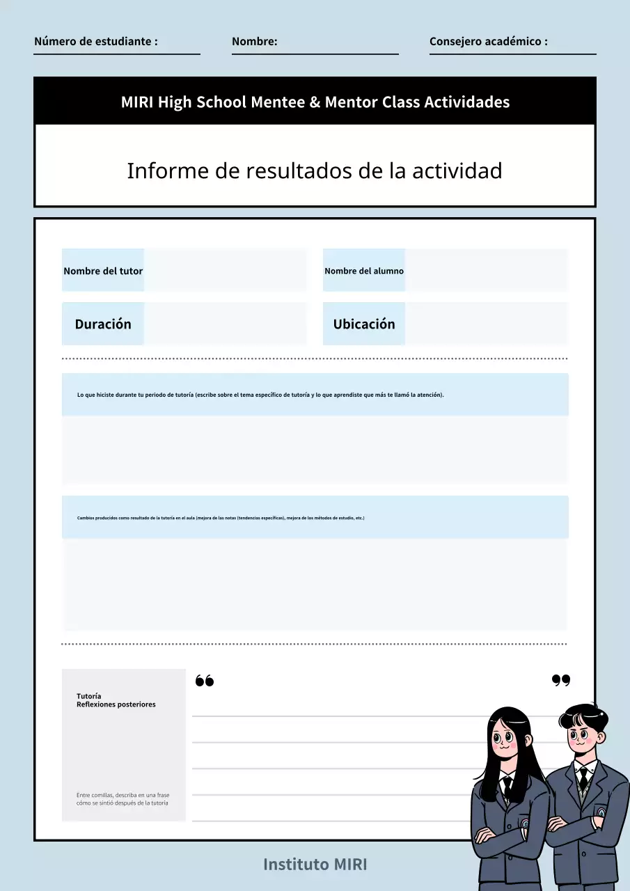 Simple azul claro y blanco clase de secundaria característica hoja de actividades planes de lecciones