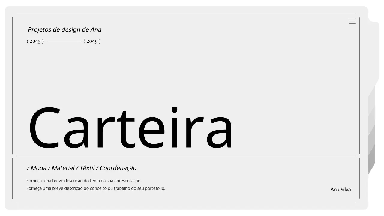 Portfólio moderno para impressão em cinzento e branco