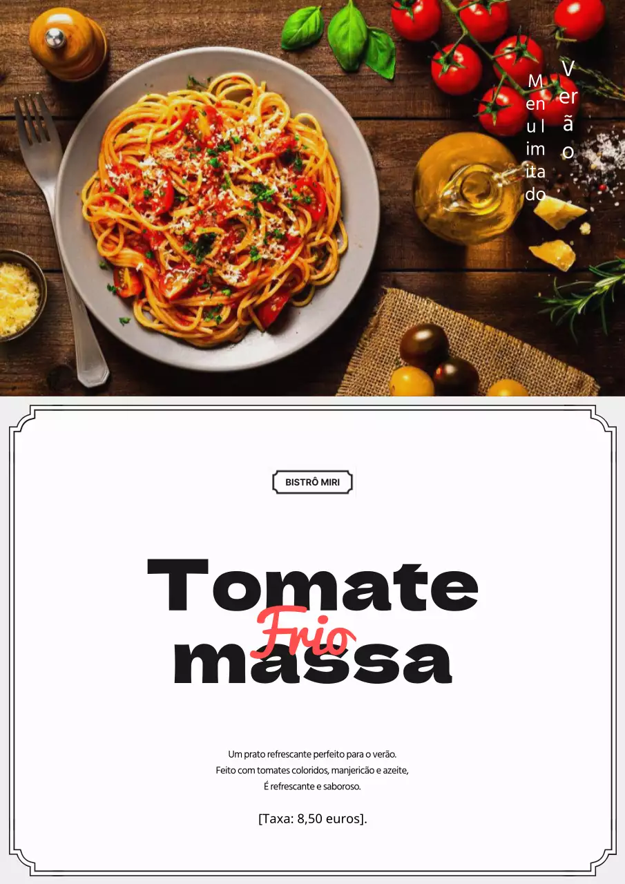 Promover um menu de verão moderno a preto e branco
