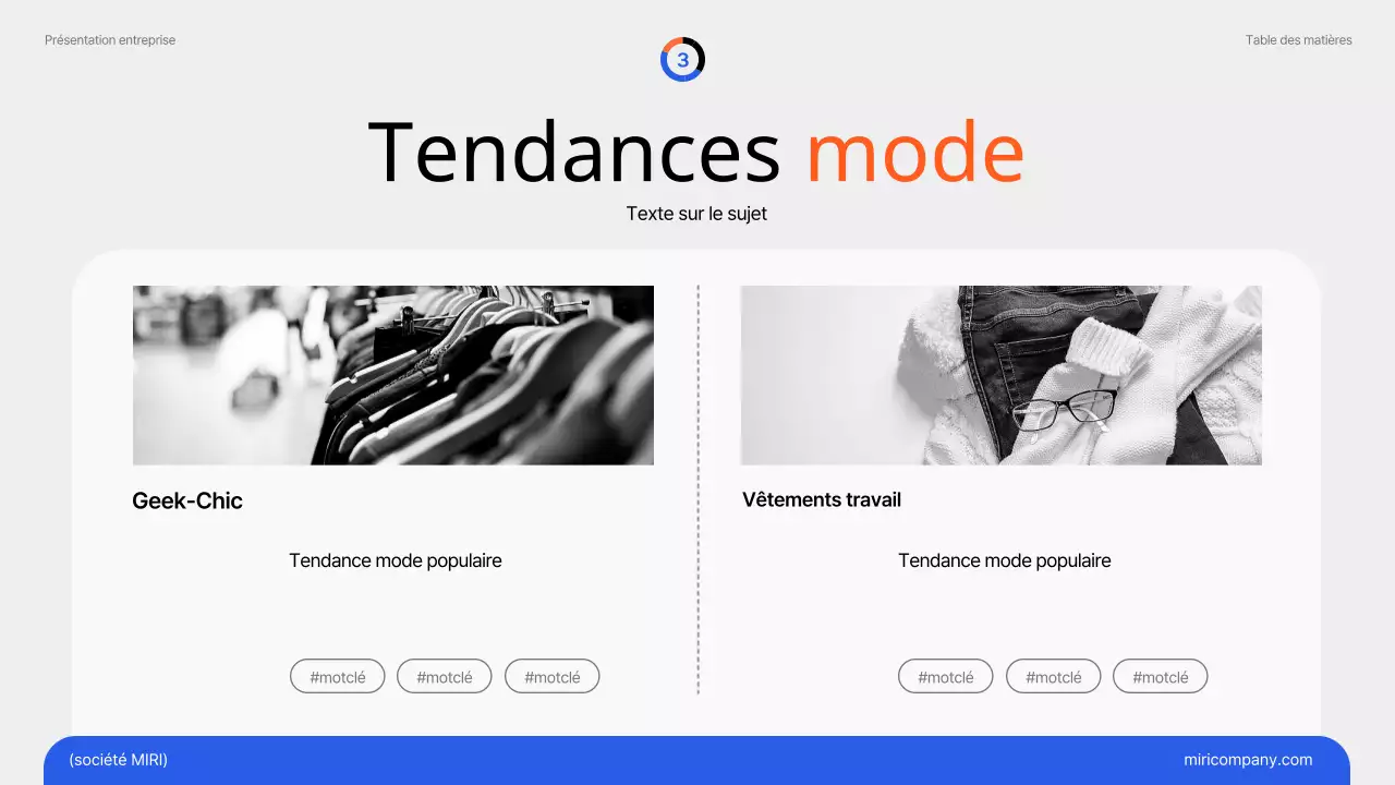 Tendances marketing simples en bleu et orange Document d'information
