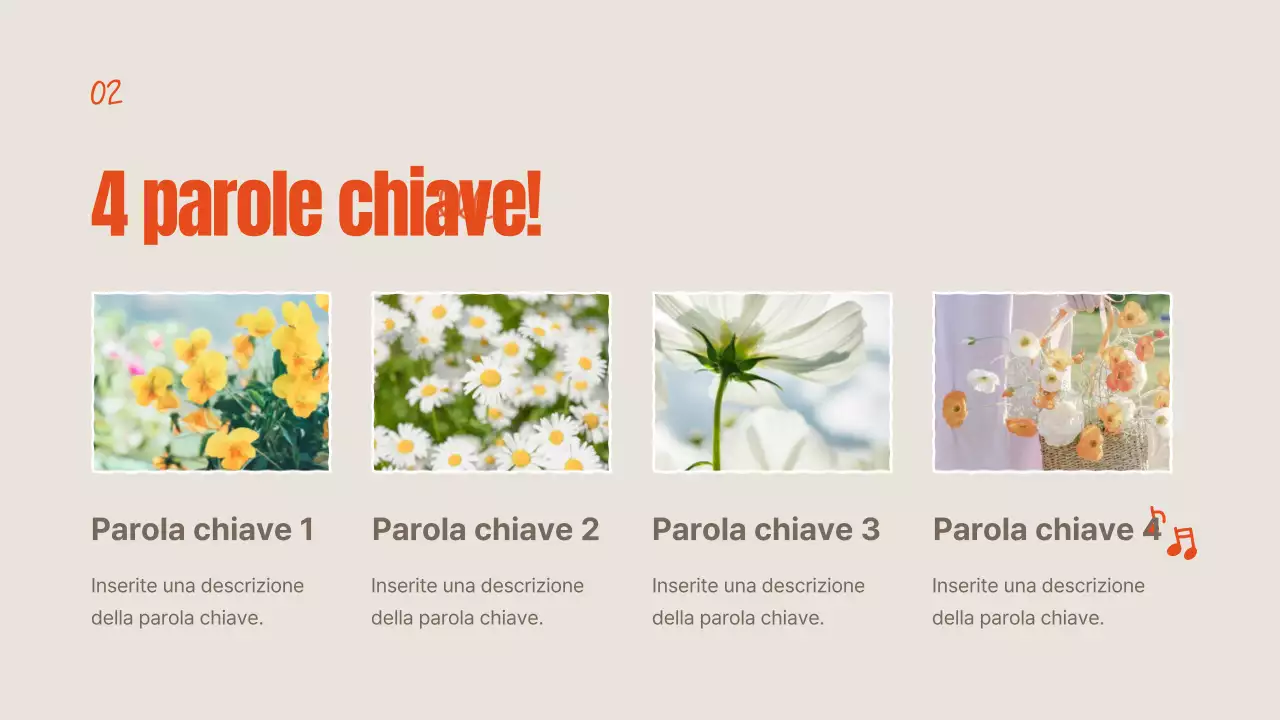 Fiori estivi arancioni e avorio spiegati