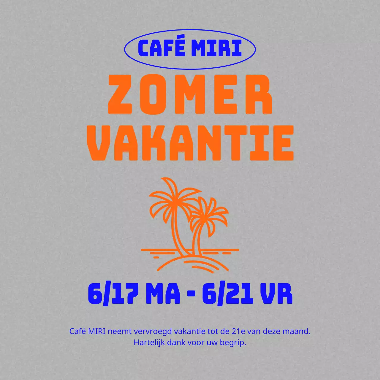 Aankondigingen zomervakantie in blauw en oranje