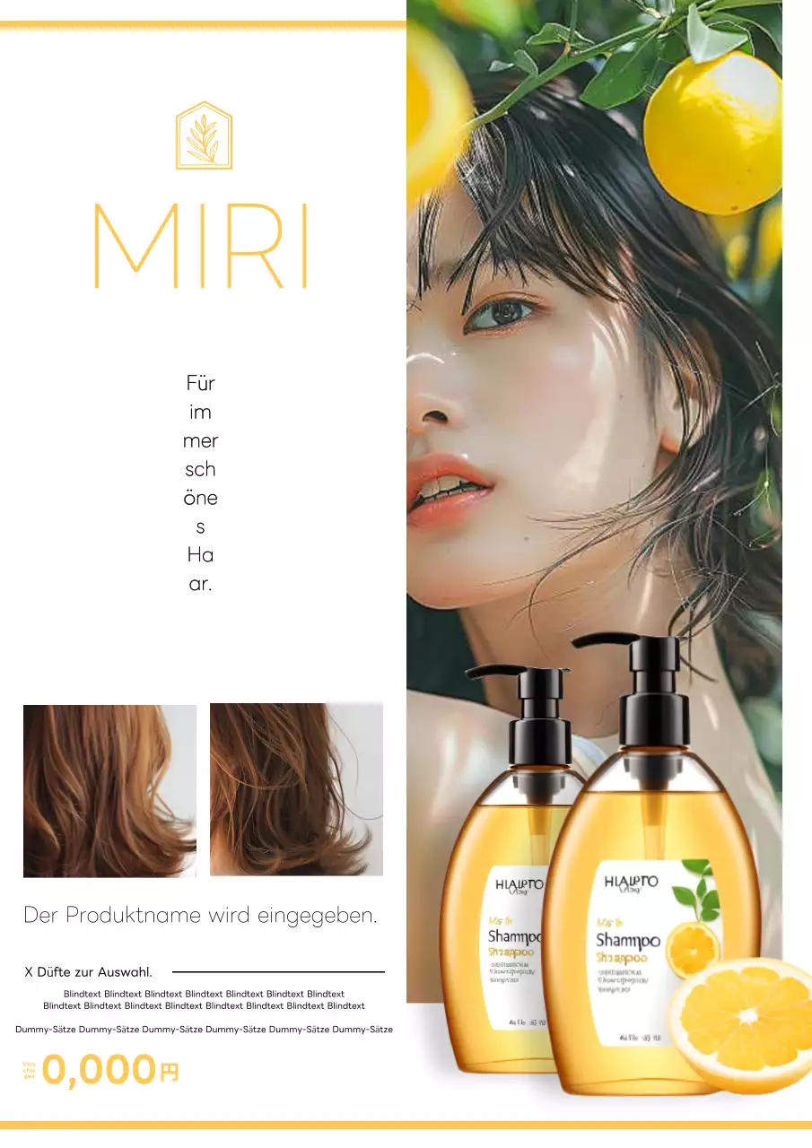 Eine coole und niedliche Shampoo-Werbung in Gelb und Grün