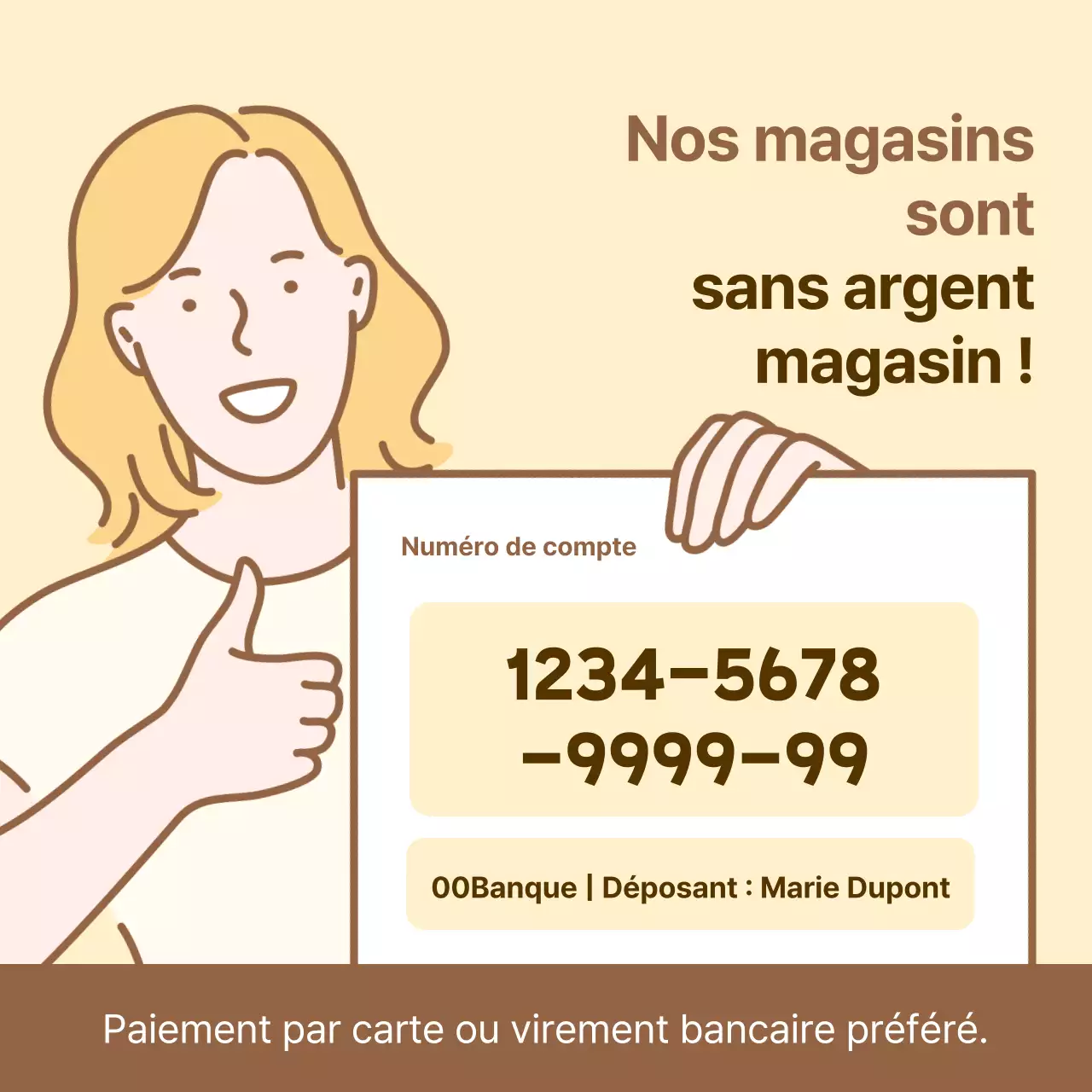 Annoncer en jaune les numéros de compte en vogue