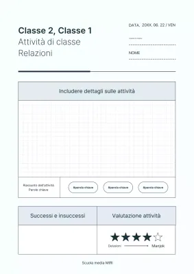 Un semplice rapporto di attività in classe di colore azzurro e bianco