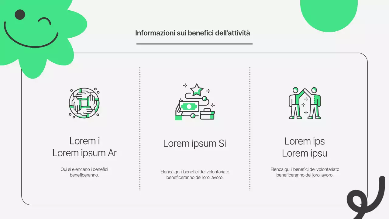 Un'introduzione semplice, verde e grigia al volontariato nelle ONG.