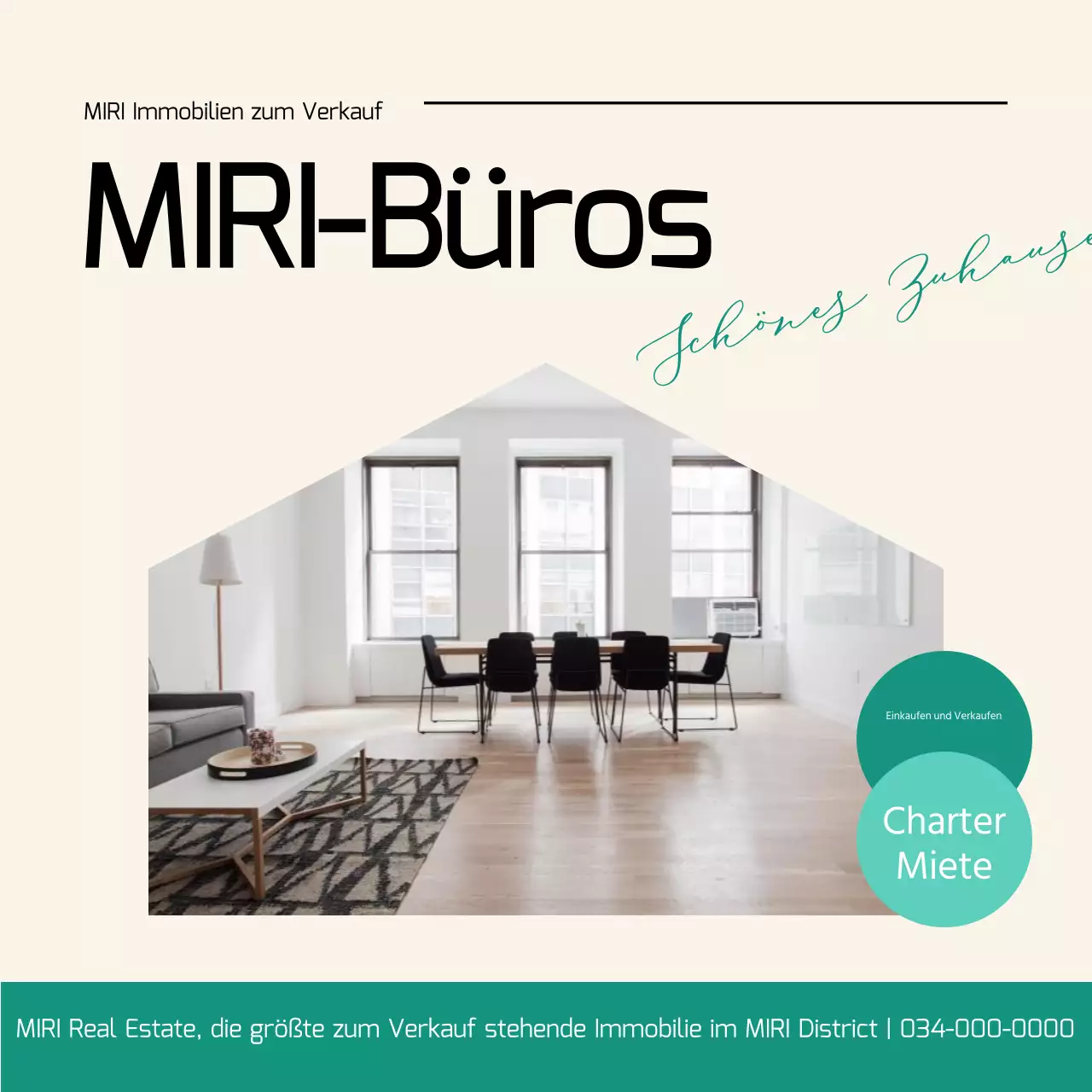 Moderne Immobilie zu verkaufen Anzeige in Elfenbein und Minze