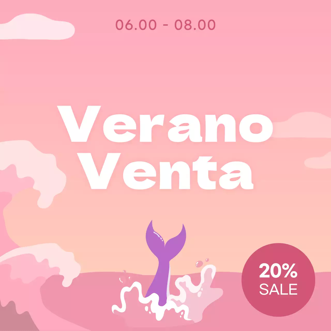 Guía de rebajas de verano tropical en azul claro y amarillo