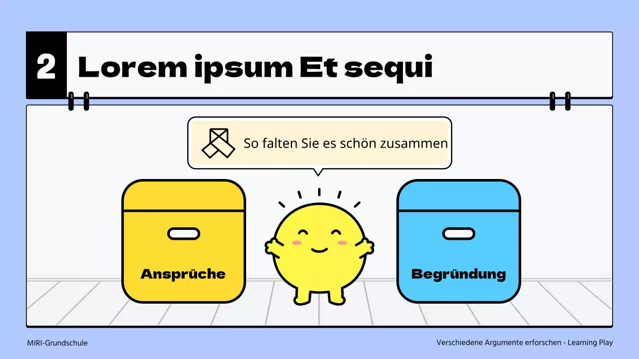 Einfaches Material für den Sprachunterricht in der Grundschule in Hellblau und Gelb