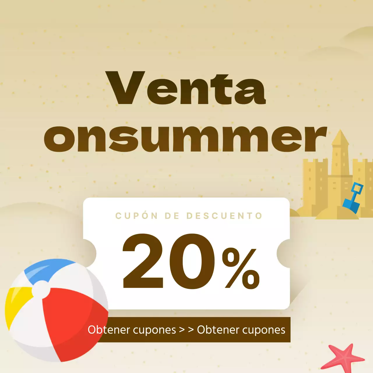 Guía de rebajas de verano tropical en azul claro y amarillo