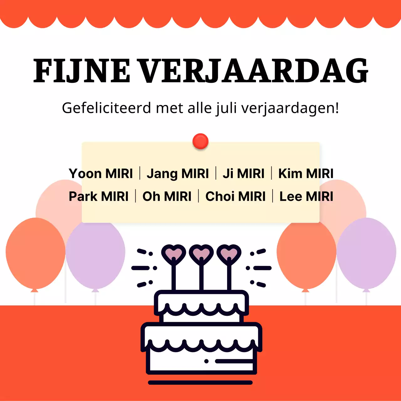 Red's schattige verjaardagsaankondiging