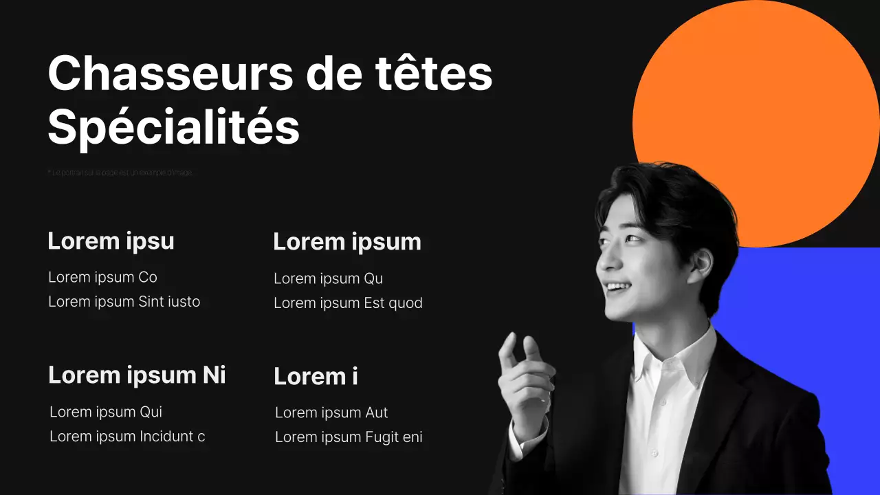 Proposition de service moderne de chasseur de têtes en noir et bleu