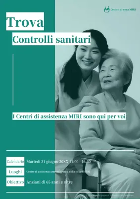 Annuncio minimalista in bianco e menta di screening gratuito delle gengive porta a porta per gli anziani