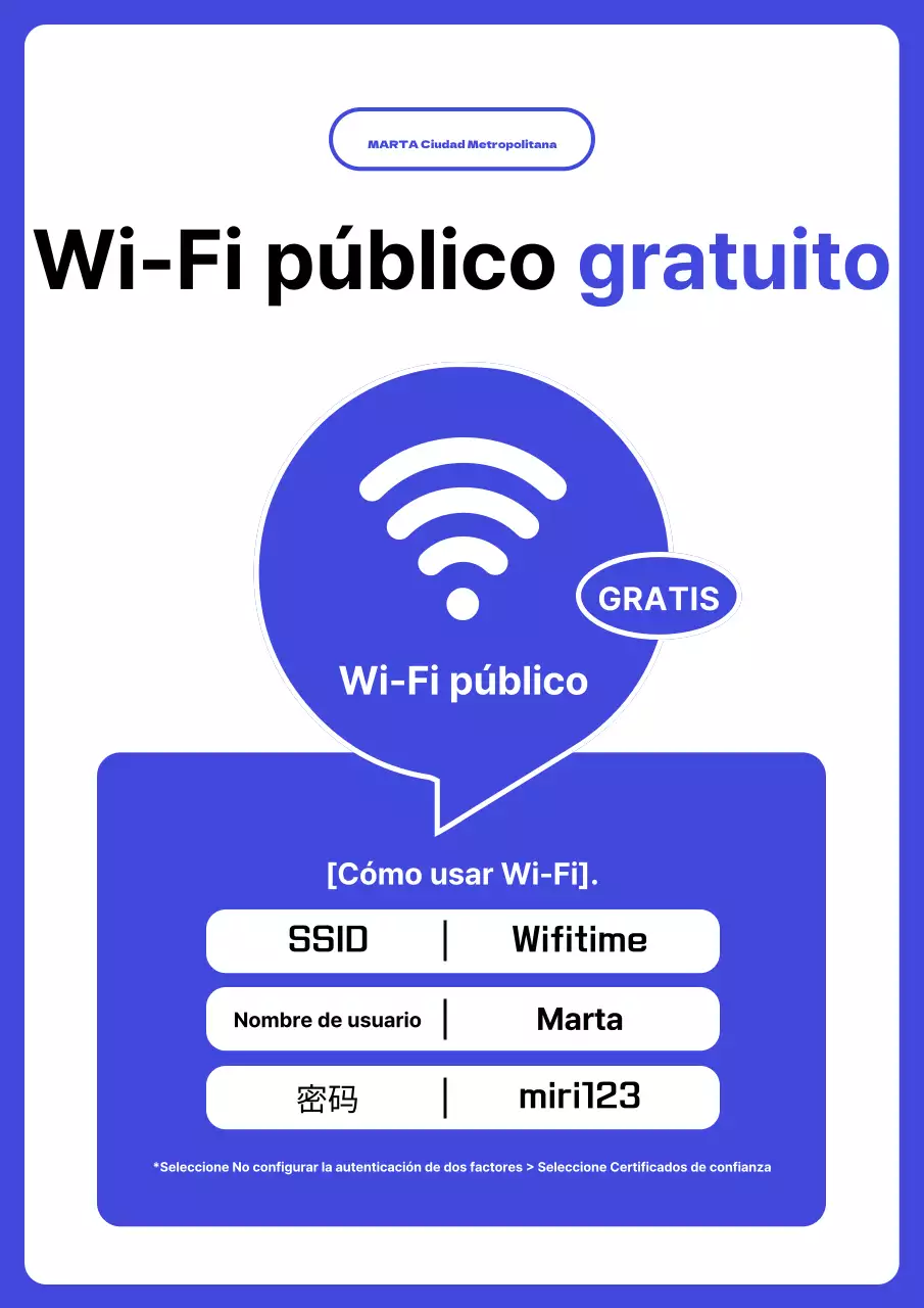 Sencillos consejos de uso de la Wi-Fi pública azul y blanca