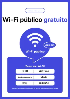 Sencillos consejos de uso de la Wi-Fi pública azul y blanca