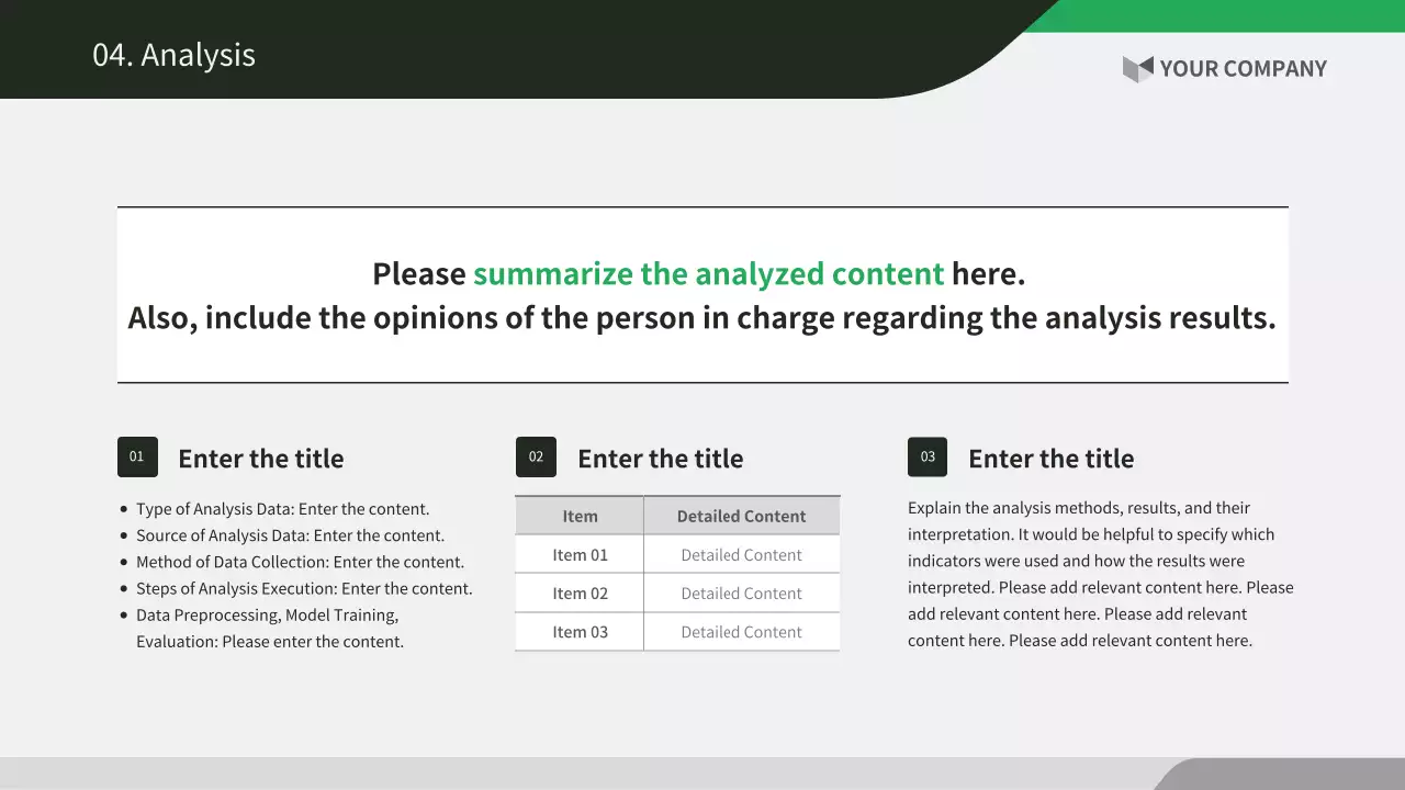 초록색과 검정의 기본 기업 보고서