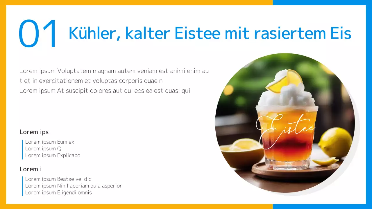 Ein erfrischendes Rezept für ein Sommerdessert - Einführung in Gelb und Hellblau