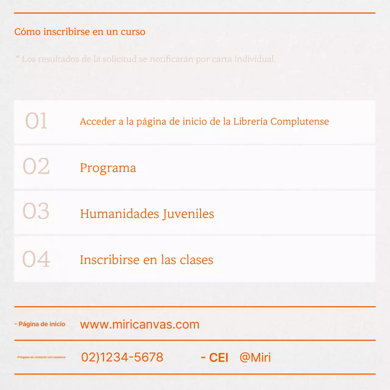 Un simple anuncio naranja para una conferencia sobre humanidades para jóvenes.