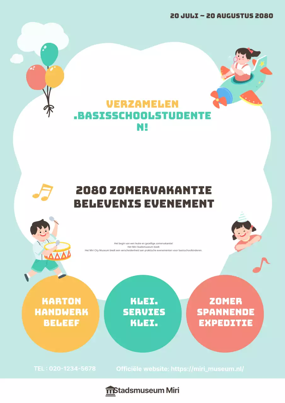 Een schattige groen met gele flyer voor kinderevenementen!