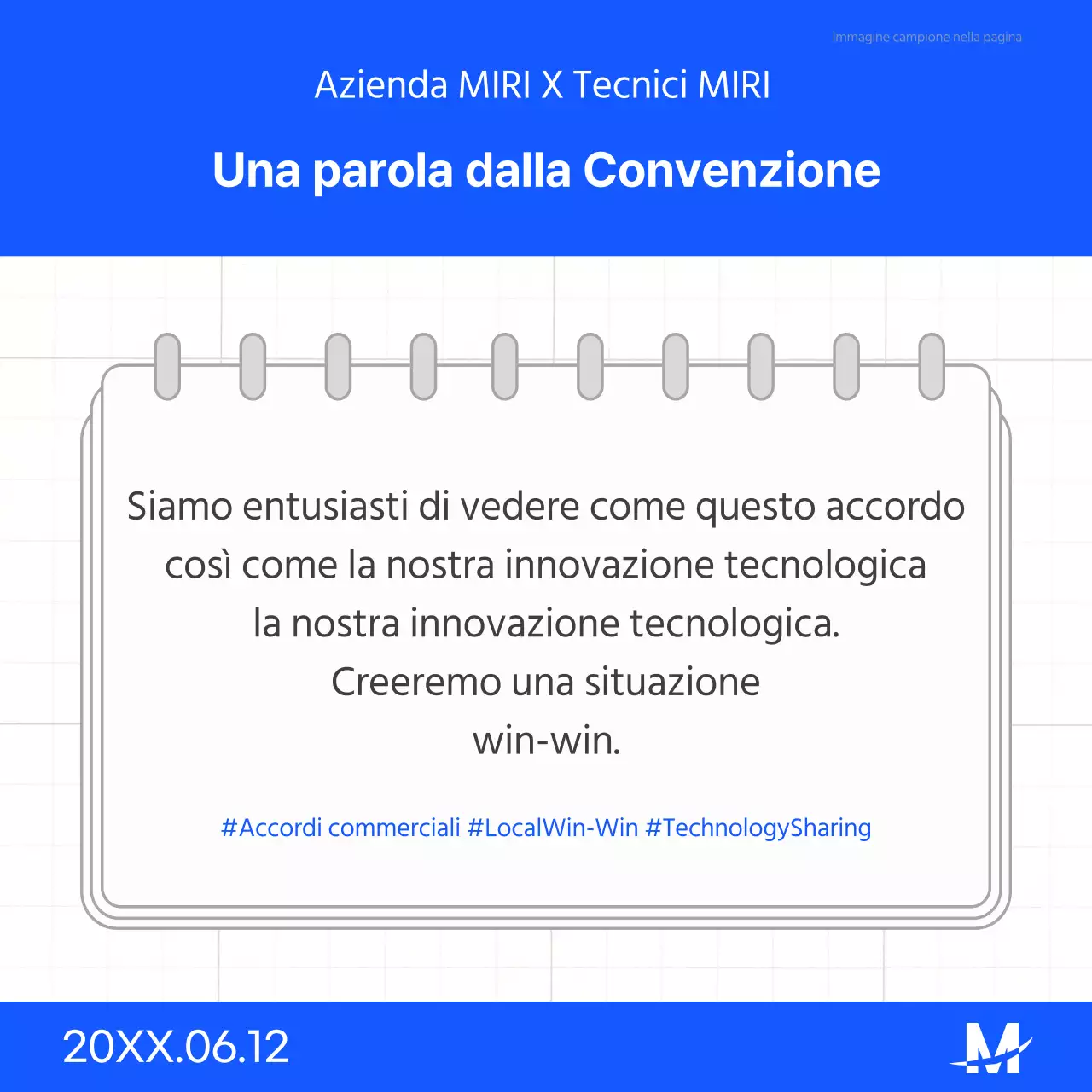 Una semplice presentazione della firma del MOU in bianco e blu