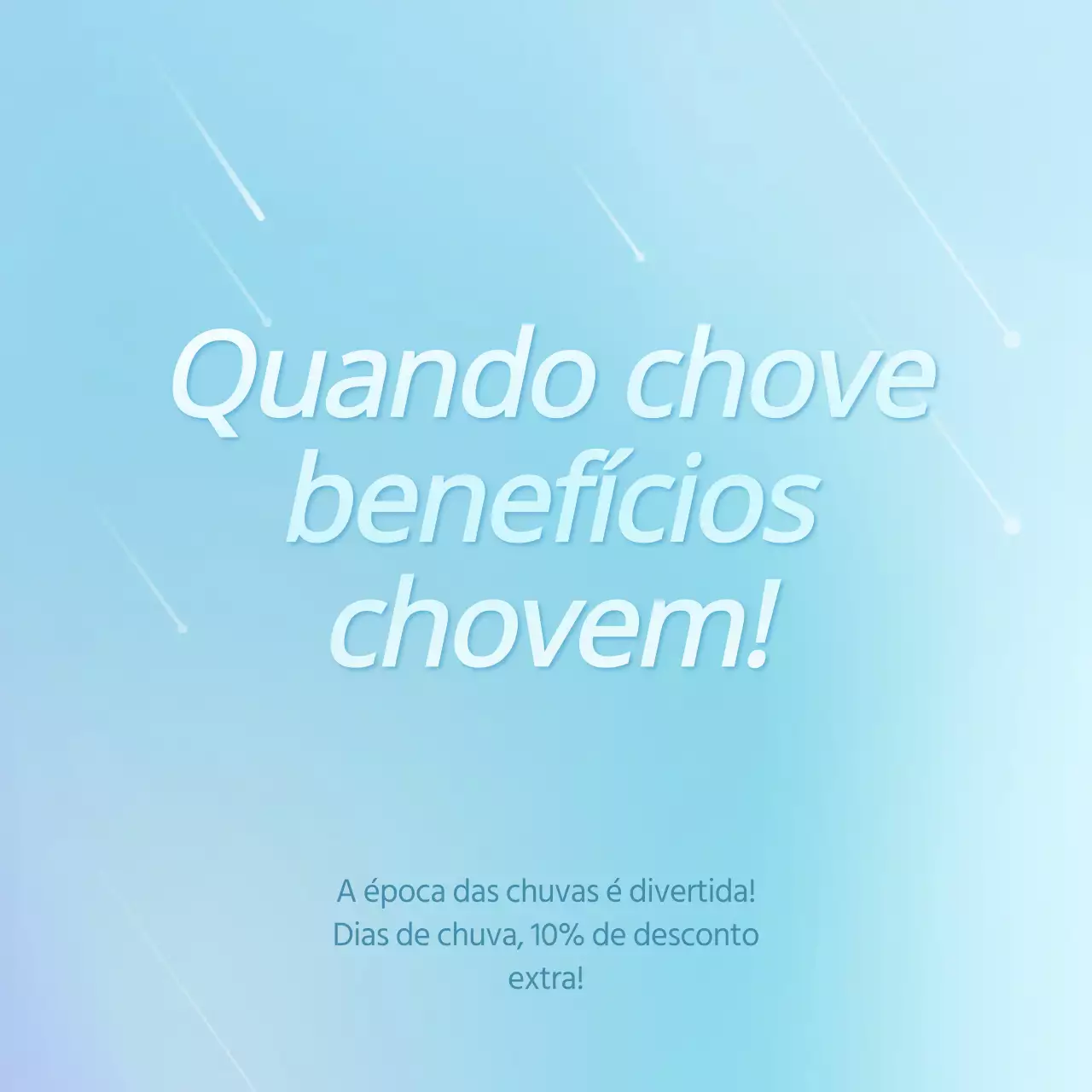 Anúncio simples de evento para a época das chuvas em azul claro