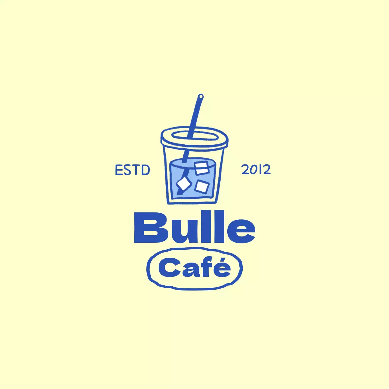 Promotion d'un café jaune et bleu, concept d'illustration d'une boisson