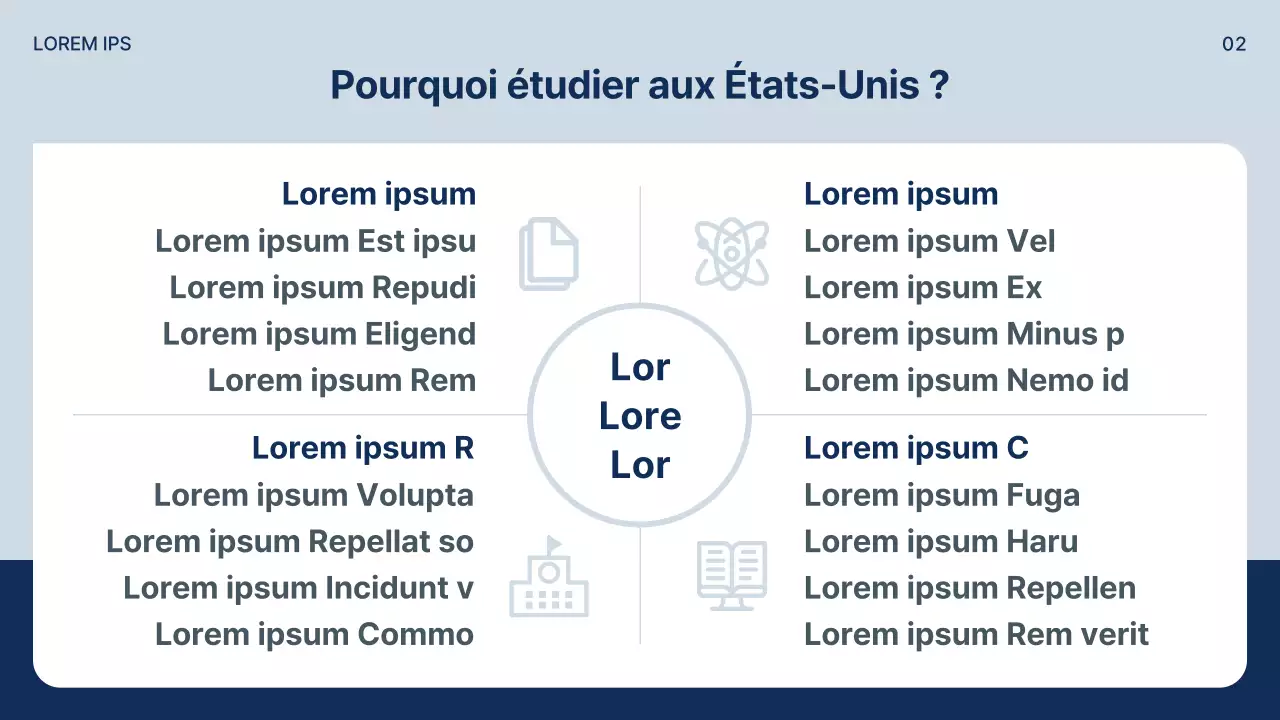 Un simple prospectus d'études à l'étranger en bleu marine et gris