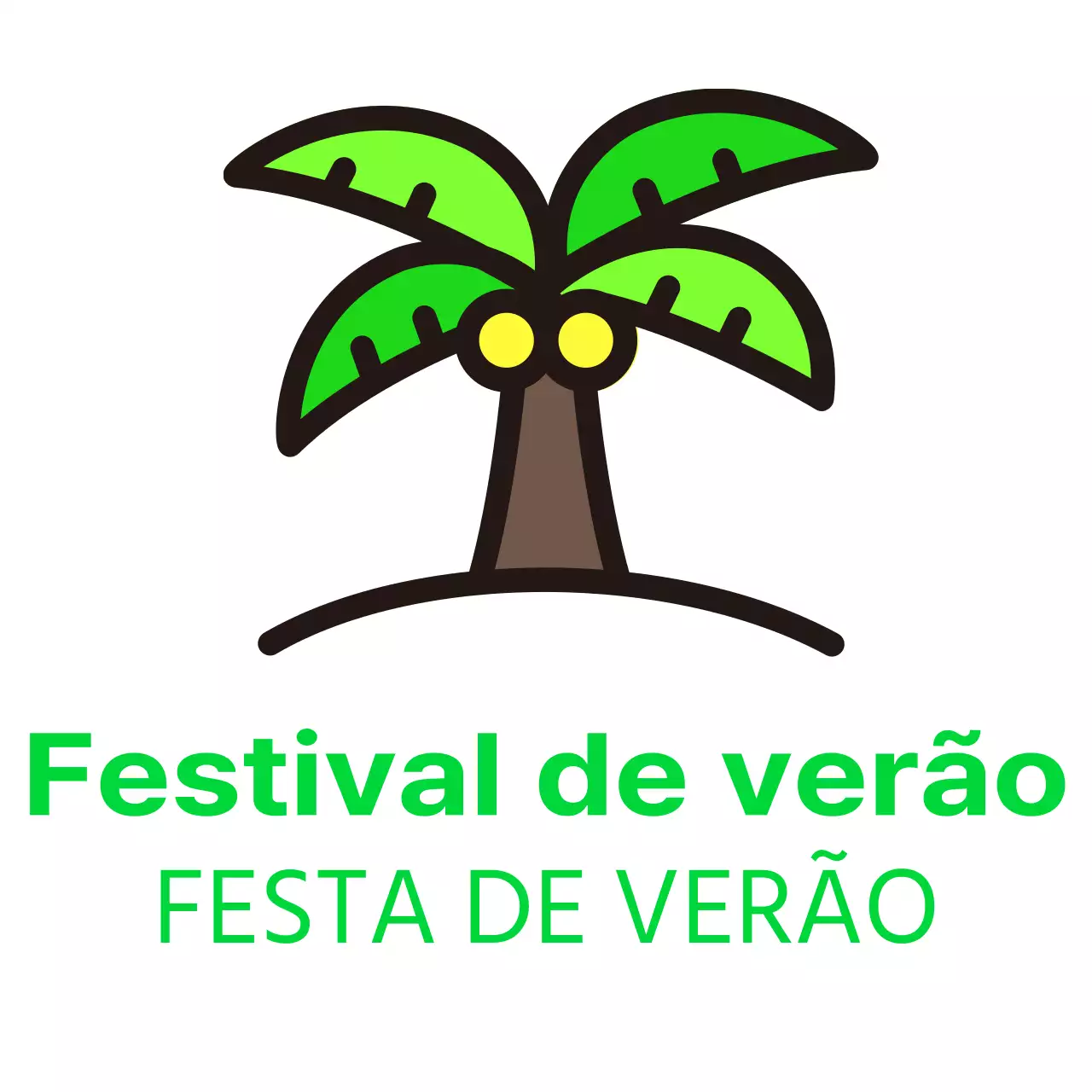 Festival de verão simples com ilustrações de palmeiras