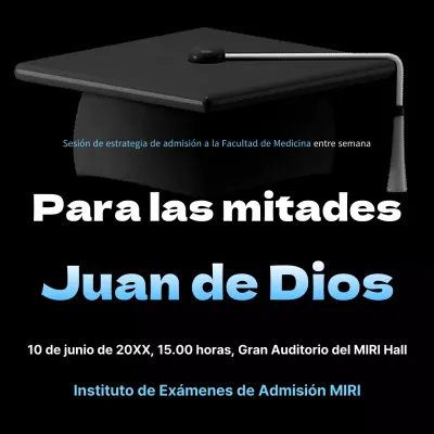 Promoción de una sencilla sesión informativa en azul claro y negro sobre las admisiones en las facultades de medicina