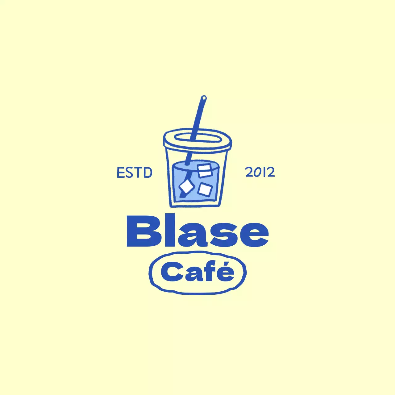 Werbung für ein gelbes und blaues Cafe-Getränke-Illustrationskonzept