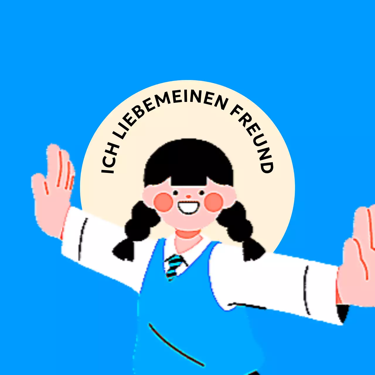 Anti-Gewalt-Design mit Illustration von Studenten mit ausgestreckten Armen