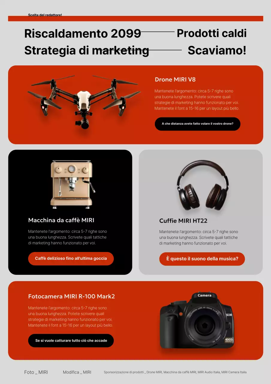 Strategie di marketing moderno in rosso e grigio in breve