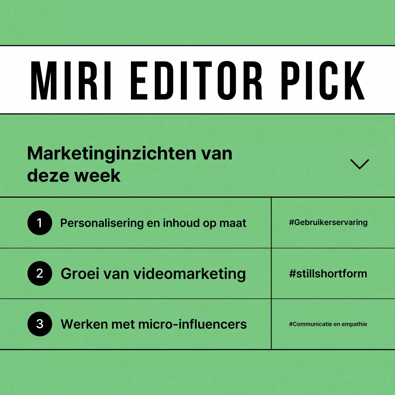 Een eenvoudige marketingpost in chartreuse en wit