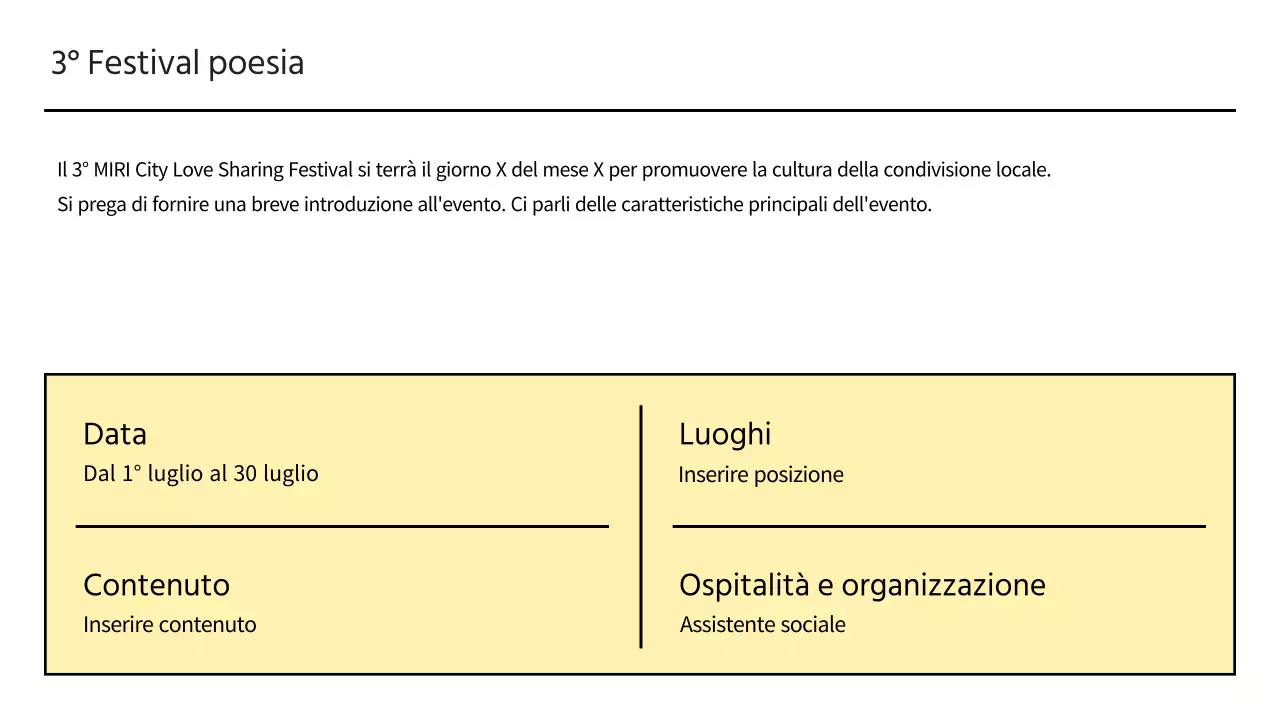 Proposta di sponsorizzazione di un festival locale in giallo