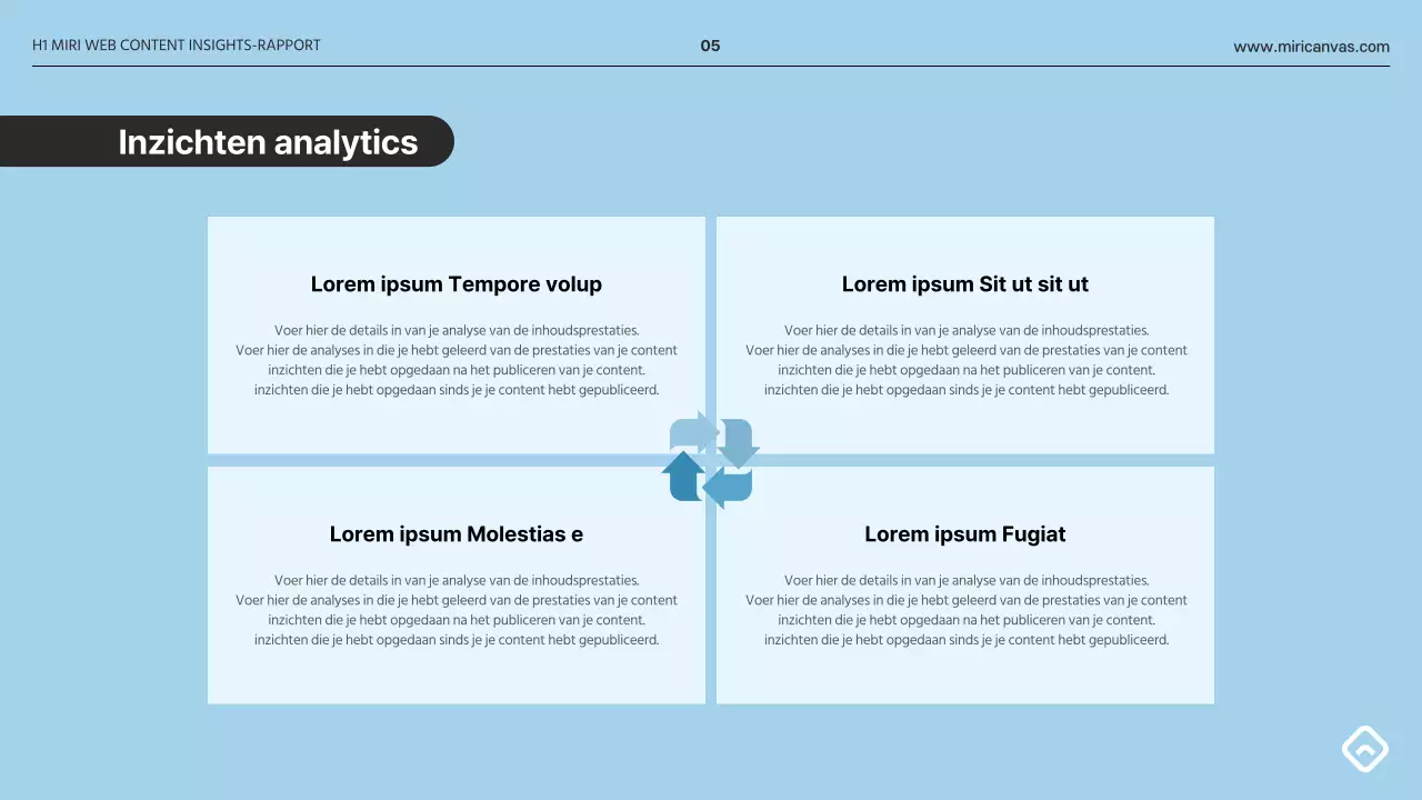Een eenvoudig inzichtsrapport in grijs en lichtblauw
